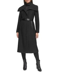 Kenneth Cole - Textured Twill Wool Blend Coat - Lyst