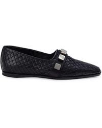 CoSTUME NATIONAL - Studded Woven Leather Loafers - Lyst