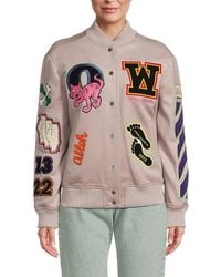 Off-White c/o Virgil Abloh - Baseball Collar Appliqué Virgin Wool Varsity Jacket - Lyst