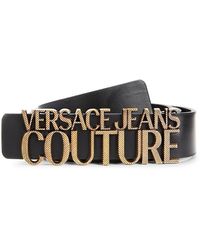 Versace - Plaque Buckle Logo Leather Belt - Lyst