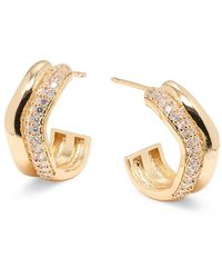 AREA STARS - 14K Goldplated & Cubic Zirconia Half Huggie Earrings - Lyst
