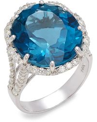 Effy - 14k White Gold, 16.20 Tcw London Blue Topaz & 0.68 Tcw Diamond Ring - Lyst