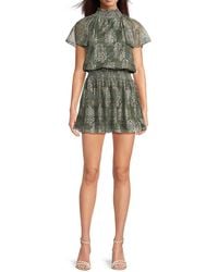 Ramy Brook - Arizona Smocked-Waist Printed Minidress - Lyst