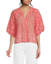 Joe's Jeans - The Broderie Lace Puff-Sleeve Top - Lyst