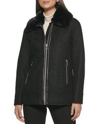 Kenneth Cole - Faux Fur Trim Jacket - Lyst