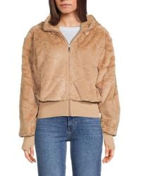 DKNY - Textured Hooded Teddy Jacket - Lyst