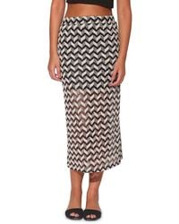Walter Baker - Cream Black Chevron Woven Midi-skirt - Lyst