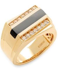 Effy - 14K Goldplated Sterling, Sapphire & Onyx Ring - Lyst