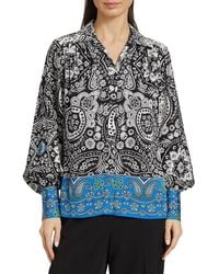 Tahari - The Eilian Paisley Silk-Blend Blouse - Lyst