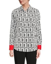 Karl Lagerfeld - Geometric Print Contrast-Cuff Blouse - Lyst