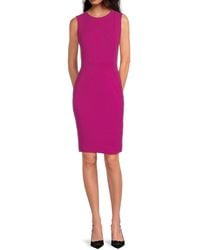 Calvin Klein - Sleeveless Crepe Sheath Dress - Lyst