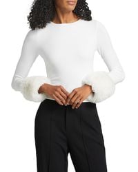 Alice + Olivia - Delaina Faux Fur-Cuff Crop Top - Lyst
