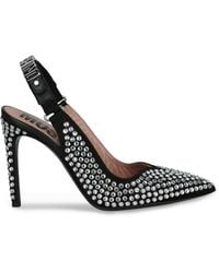 Love Moschino - 95Mm Satin Crystal-Embellished Slingback Pumps - Lyst