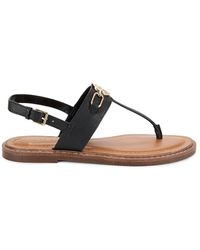 Tommy Hilfiger - Faux Leather Logo Thong Sandals - Lyst