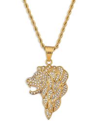 Eye Candy LA - Milo Goldtone Titanium & Cubic Zirconia Lion Pendant Necklace - Lyst