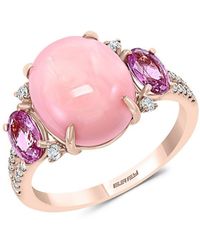 Effy 14k Rose Gold, Pink Opal, Pink Sapphire & Diamond Solitaire Ring/size 7