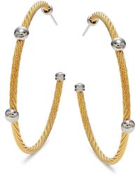 Alor - 18k White Gold & Stainless Steel Half-hoop Earrings - Lyst