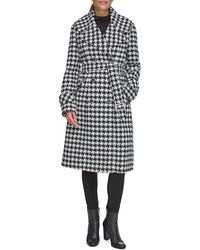 Guess - Double Breasted Belted Wool Blend Coat - Lyst
