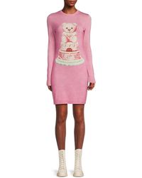 Moschino - Graphic Virgin Wool Mini Dress - Lyst
