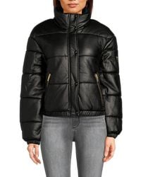 Guess - Faux Leather Puffer Jacket - Lyst