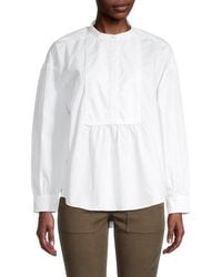 Joie Felicia Bib Front Mandarin Collar Shirt - White