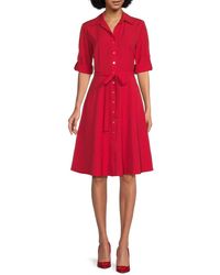 Sharagano - Belted A-line Shirt Dress - Lyst