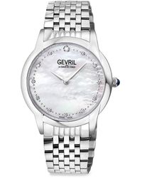 Gevril - Airolo 36Mm, Stainless Steel, Diamond & Mother Of Pearl Bracelet Watch - Lyst