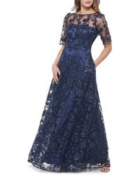 Eliza J - Embroidered Mesh Gown - Lyst