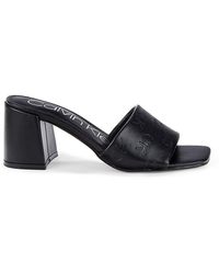 Calvin Klein Ck Debossed Block-heel Sandals - Black