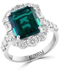 Effy - 14K, 3.9 Tcw Lab Grown Emerald & 1.72 Tcw Lab Grown Diamond Ring - Lyst