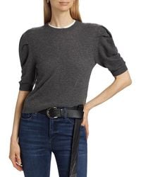 FRAME - Ruched Sleeve Cashmere & Wool Sweater - Lyst