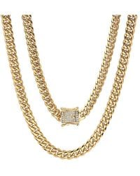 Anthony Jacobs - 18K Plated Stainless Steel & Simulated Diamond Miami Cuban Chain Necklace - Lyst