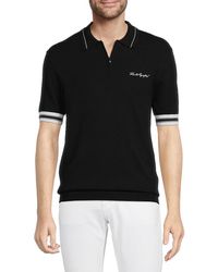 Karl Lagerfeld - Logo Zip Up Tipped Polo - Lyst