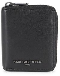 Karl Lagerfeld - Leather Zip Around Wallet - Lyst