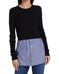 veronica beard roy mixed media pullover