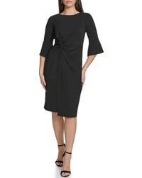 Kensie - Knot Front Sheath Midi Dress - Lyst