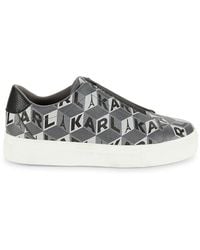 Karl Lagerfeld - Cassandra Monogram Print Slip On Sneakers - Lyst