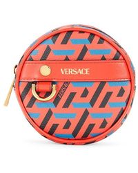 Versace - Logo Monogram Leather Pouch - Lyst