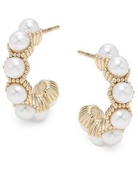 AREA STARS - 14K Dipped & Acrylic Imitation Pearl Half Huggie Earrings - Lyst