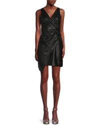 Guess - Faux Leather Wrap Mini Dress - Lyst