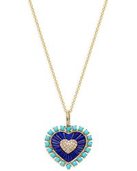 Effy - 14k Yellow Gold, Diamond, Lapis Lazuli & Turquoise Pendant Necklace - Lyst