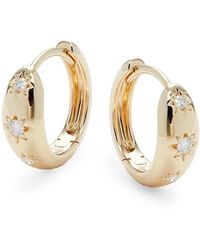 Saks Fifth Avenue - 14K & 0.10 Tcw Diamond Star Huggie Hoop Earrings - Lyst