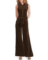 Ramy Brook - Jemma Zip-front Stretch-cotton Velvet Wide-leg Jumpsuit - Lyst