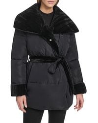 Andrew Marc - Emerson Mixed Media Belted Wrap Coat - Lyst