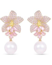 Eye Candy LA - Luxe Robin Goldtone, Cubic Zirconia & Simulated Pearl Drop Earrings - Lyst
