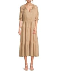 AREA STARS - Side-Tie Tiered Midi-Dress - Lyst