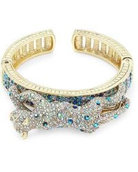 Heidi Daus Goldtone, Crystal & Glass Bead Leopard Cuff Bracelet - Metallic