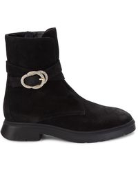 Stuart Weitzman - Crystal Buckle Suede Ankle Boots - Lyst