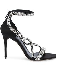 Alexander McQueen Crystal-embellished Satin High-heel Sandals - Black