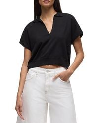 Hudson Jeans - Silk Draped Collared Short-Sleeve Sweater - Lyst